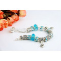 Sweet charm bracelet Silver chain glass bead crystal bracelet